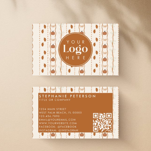 Ländlicher Herbst-Kürbis Herbst Individuelles Logo Visitenkarte (Von Creator hochgeladen)