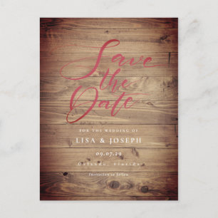 Ländlicher Holz-Land-Script Save-the-Date-Karte Postkarte