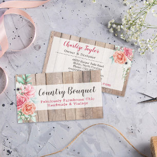 Ländlicher Holz Landhausstil Floral Rose Elegant Visitenkarte
