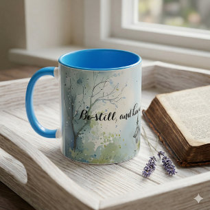 Ländlicher Kirchenweg in einer Wildblumenwiese Tasse