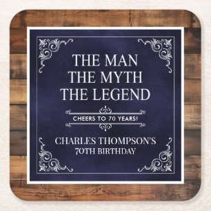 Ländlicher Mann Mythos Legende 70. Geburtstag Navy Rechteckiger Pappuntersetzer