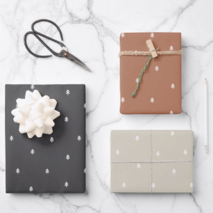 Ländlicher minimalistischer skandinavischer Kiefer Geschenkpapier Set