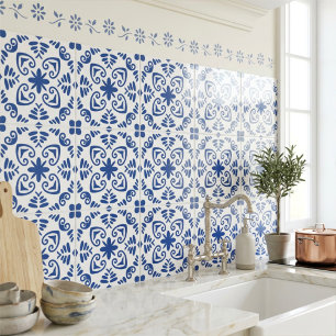 Ländlicher Mittelmeer-Stil in Marineblau und Weiß Fliese