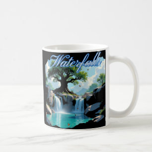 Ländlicher Naturspaziergang zu Outdoor-Wasserfälle Kaffeetasse