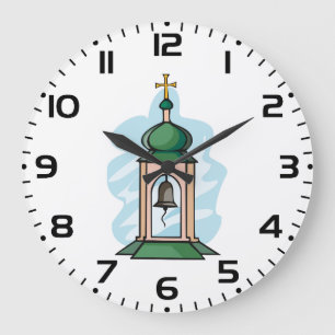 Ländlicher orthodoxer Kirchturm Große Wanduhr