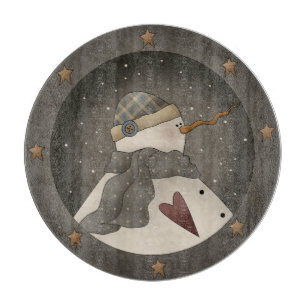 Ländlicher primitiver Schneemann Schneidebrett