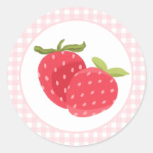 Ländlicher Rosa Gingham-Erdbeeren-Aufkleber
