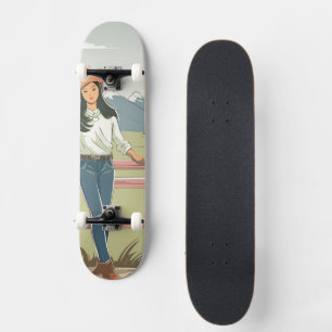 Ländlicher Schick Cowgirl Pastell Western Berg Tom Skateboard