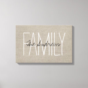 Ländlicher Schick Familienmonogramm Leinwanddruck