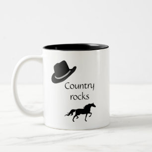 Ländlicher schwarzer Hut & Pferd Zweifarbige Tasse