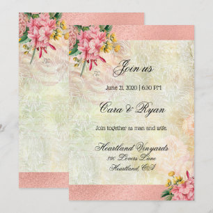 Ländlicher Vintage-Landblumen-Eleganter Hochzeitss Einladung