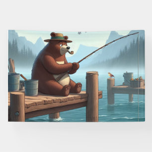 Ländlicher, vintage Outdoor-Bär-Berg Banner