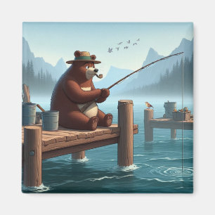 Ländlicher, vintage Outdoor-Bär-Berg Magnet