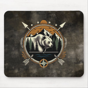 Ländlicher, vintage Outdoor-Bär Berg Mousepad