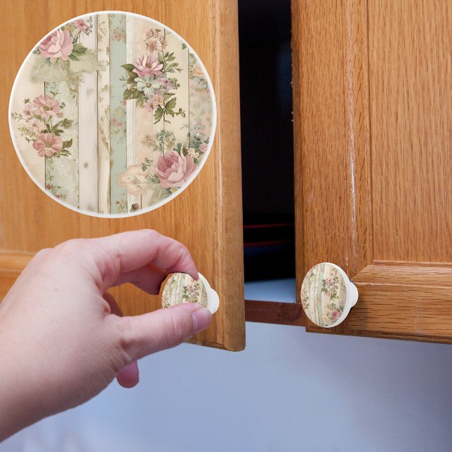 Ländlicher Vintage-Rosen-Knauf Keramikknauf (Von Creator hochgeladen)