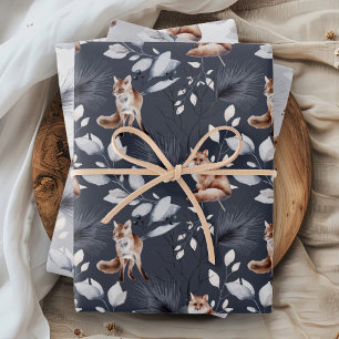 Ländlicher Wald Fuchs Winterblätter Geschenkpapier Set
