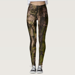 Ländlicher Wald Moosgrüne Baumrinde Leggings