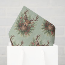 Ländlicher Waldhirschkopf mit Winterlaub - 