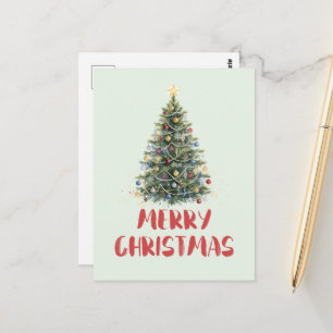 Ländlicher Wasserfarben-Weihnachtsbaum Weihnachten Postkarte