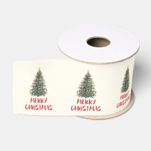 Ländlicher Wasserfarben-Weihnachtsbaum Weihnachten Ripsband