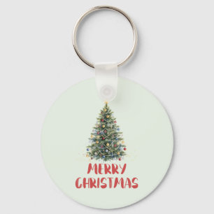 Ländlicher Wasserfarben-Weihnachtsbaum Weihnachten Schlüsselanhänger