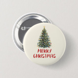 Ländlicher Wasserfarben-Weihnachtsbaum Weihnachtsf Button