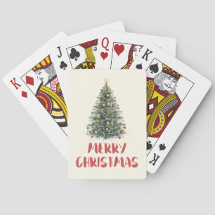 Ländlicher Wasserfarben-Weihnachtsbaum Weihnachtsf Spielkarten