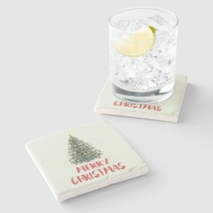 Ländlicher Wasserfarben-Weihnachtsbaum Weihnachtsf Steinuntersetzer
