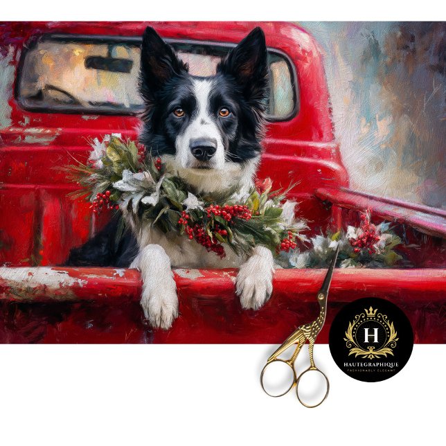 Ländlicher Weihnachts Border Collie Decoupage Seidenpapier (Von Creator hochgeladen)