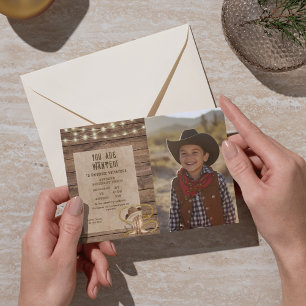 Ländlicher Western-Cowboy du wirst gesucht Geburts Einladung