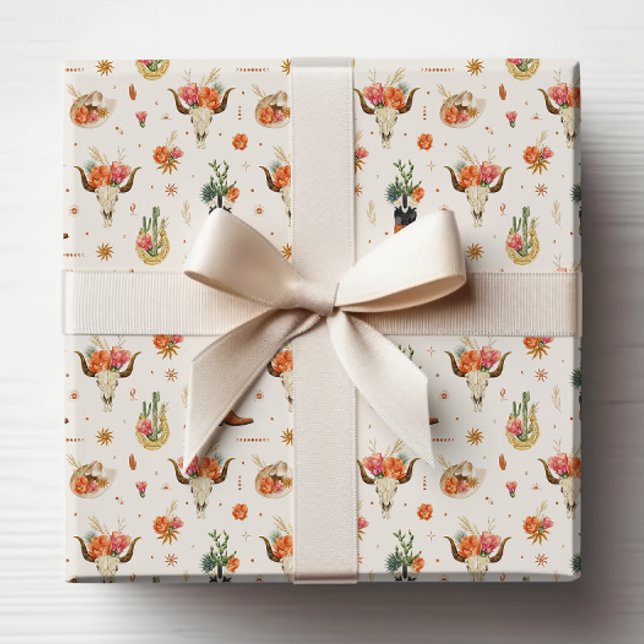 Ländlicher Western Cowboy Geschenkpapier (Rustic Western Cowboy Themed Wrapping Paper by Painted Paperie
)