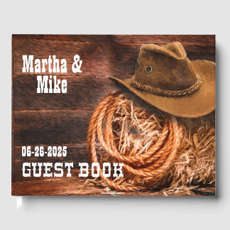 Ländlicher Western-Cowboyhut-Lasso Hochzeit Gästebuch