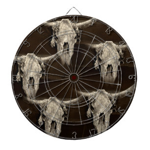 Ländlicher Western-Stierschädel im Vintage-Look An Dartscheibe