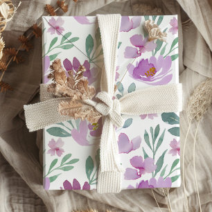 Ländliches Aquarell-Rosa-Blumenmuster Geschenkpapier