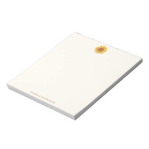 Ländliches Aquarell-Sonnenblumenmuster personalisi Notizblock