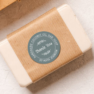 Ländliches Balsam Grün Handmade Dankeschön Runder Aufkleber