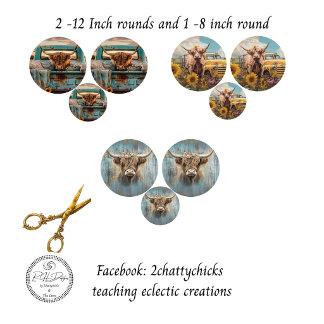 Ländliches Bauernhaus Highland Kühe 12&8 Zoll Rund Geschenkpapier Set