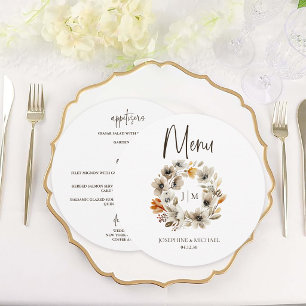 Ländliches Bauernhof-Hähnchen-Hochzeitsmenü Menükarte