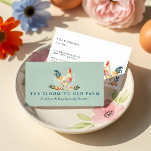 Ländliches Bauernhof-Wasserfarben-Blumen-Huhn-Henn Visitenkarte