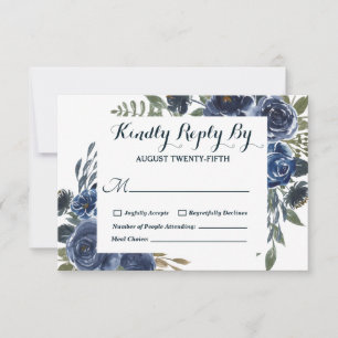 Ländliches Blau Grün Eukalyptus Floral Wasserfarbe RSVP Karte