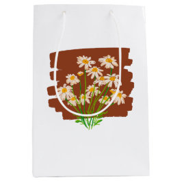 Ländliches Blumendesign auf braunem Hintergrund Mittlere Geschenktüte
