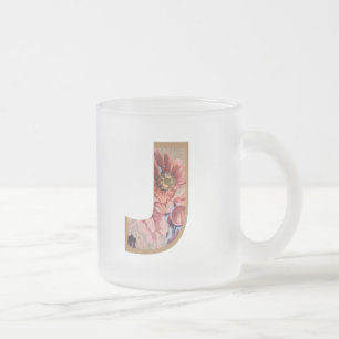 Ländliches Blumeninitial J Monogramm Mattglastasse