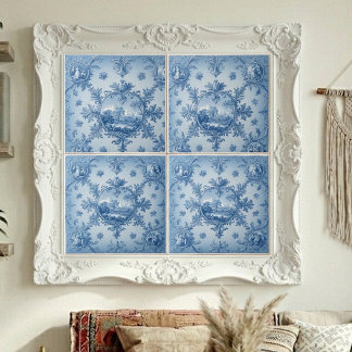 Ländliches Blumenmotiv Staubblau Gedämpfte Töne Fliese