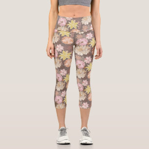 Ländliches Boho-Asphalt-Blumenmuster  Capri Leggings