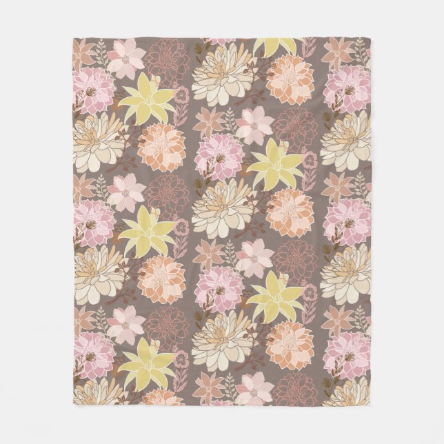 Ländliches Boho-Asphalt-Blumenmuster  Fleecedecke (Vorderseite)