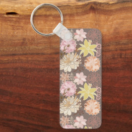 Ländliches Boho-Asphalt-Blumenmuster Schlüsselanhänger