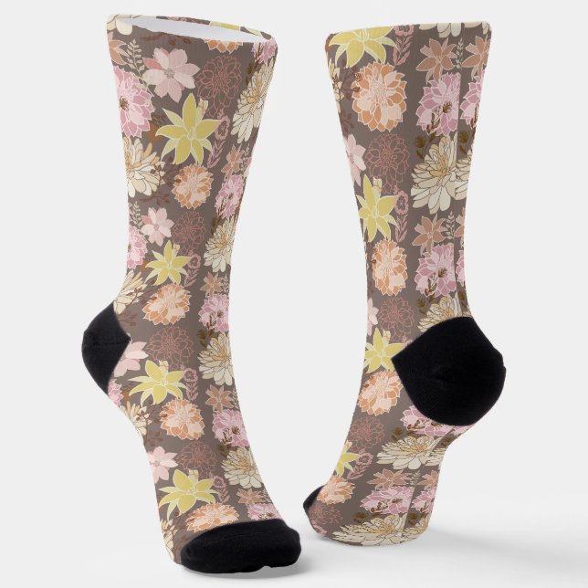 Ländliches Boho-Asphalt-Blumenmuster  Socken (Gewinkelt)