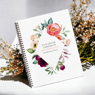 Ländliches Boho-Blumen-Wasserfarbenbild mit Ihrem  Notizbuch