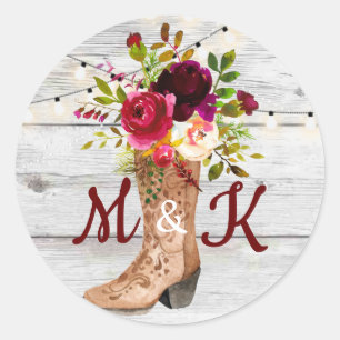 Ländliches Boho-Country-Western-Monogramm Runder Aufkleber