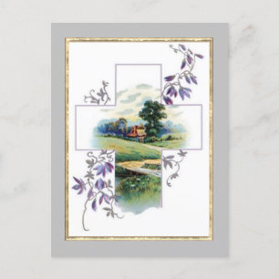 Ländliches christliches Kreuz Postkarte